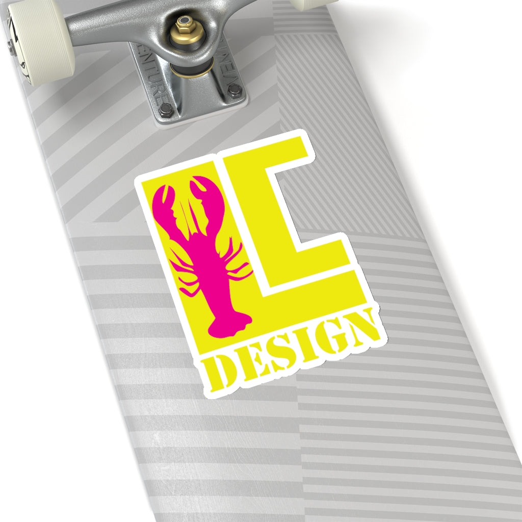 Lanes Cove Design Logo Sticker Yellow Magenta Lobster - Decal 4 Sizes