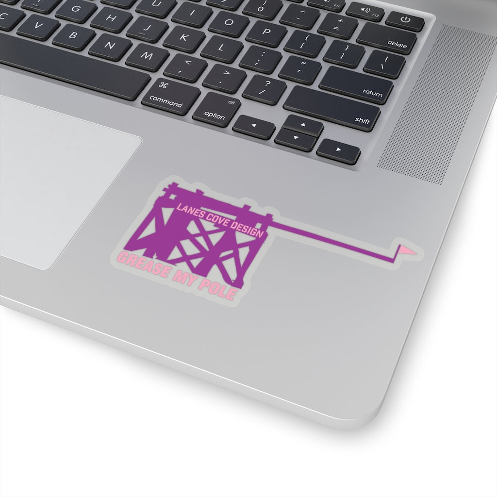 Grease My Pole Sticker Purple & Pink - Fishing Humor Decal 4 Sizes