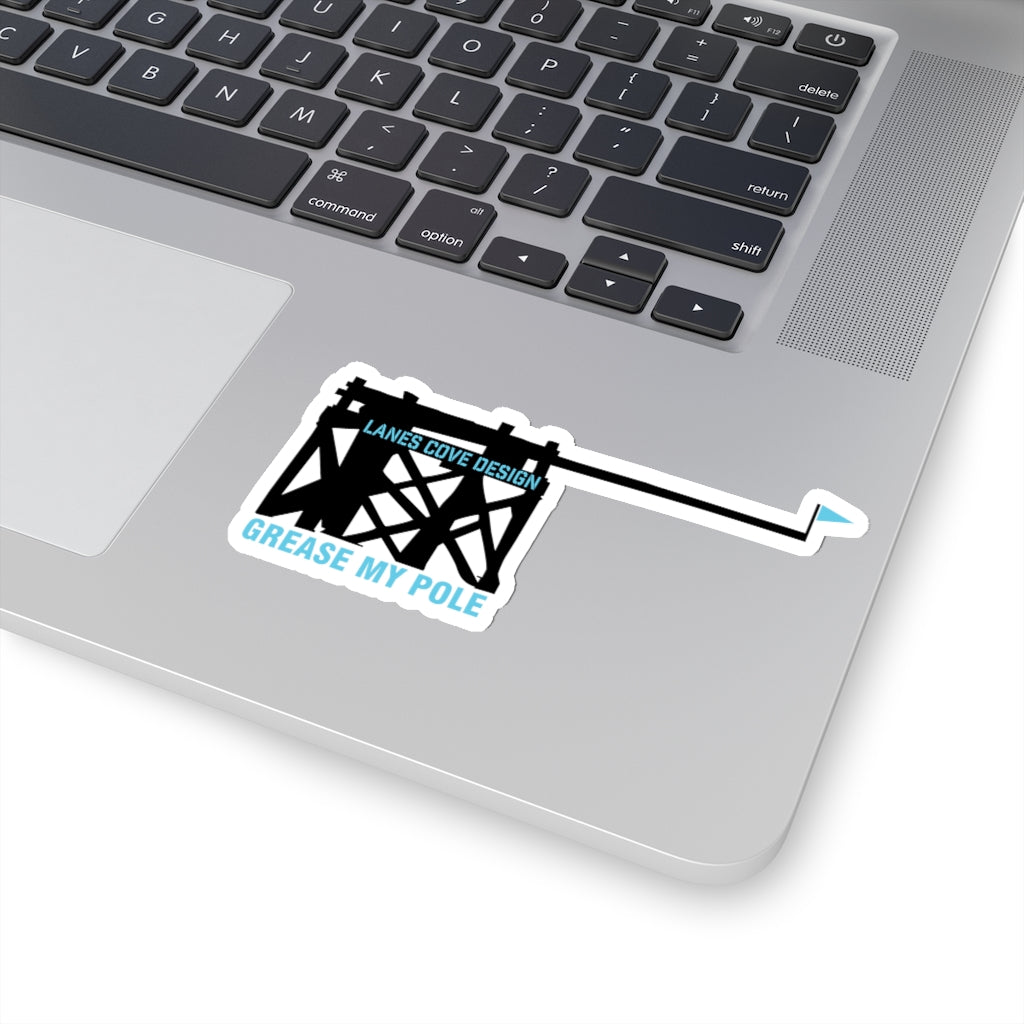 Grease My Pole Sticker Black & Blue - Fishing Humor Decal 4 Sizes