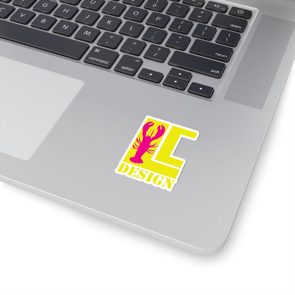 Lanes Cove Design Logo Sticker Yellow Magenta Lobster - Decal 4 Sizes