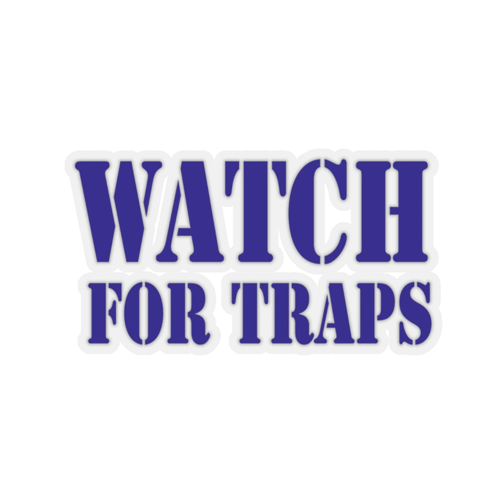 Watch For Traps Sticker Blue - Fishing Safety Decal 4 Sizes