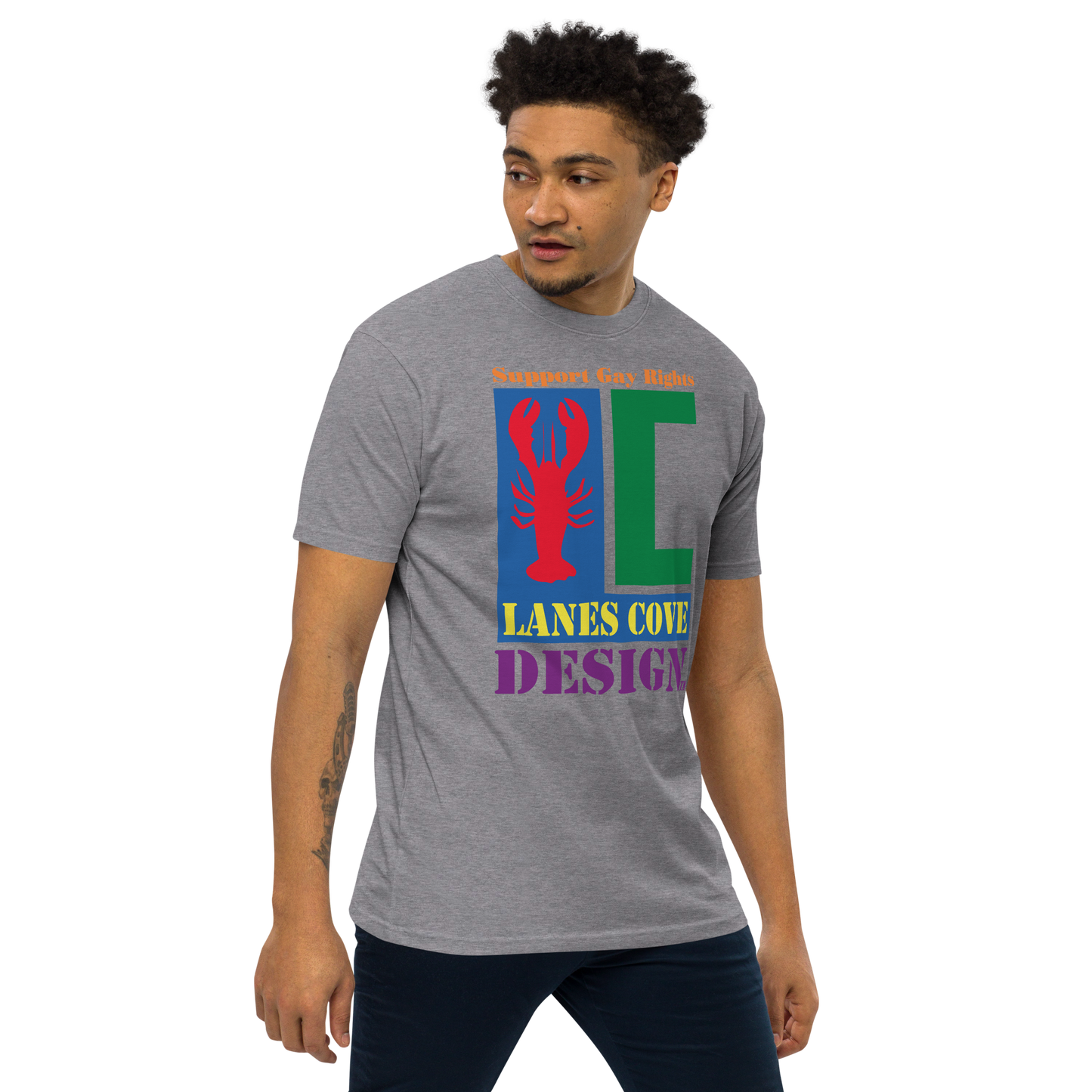 Support Gay Rights Men’s premium heavyweight tee