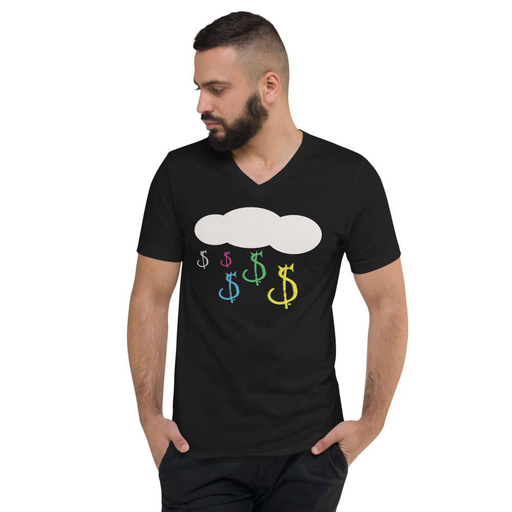 Raining Money, Unisex Short Sleeve V-Neck T-Shirt