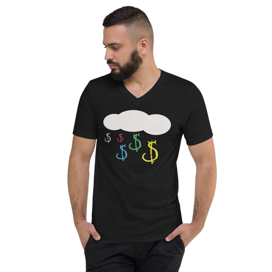 Raining Money, Unisex Short Sleeve V-Neck T-Shirt