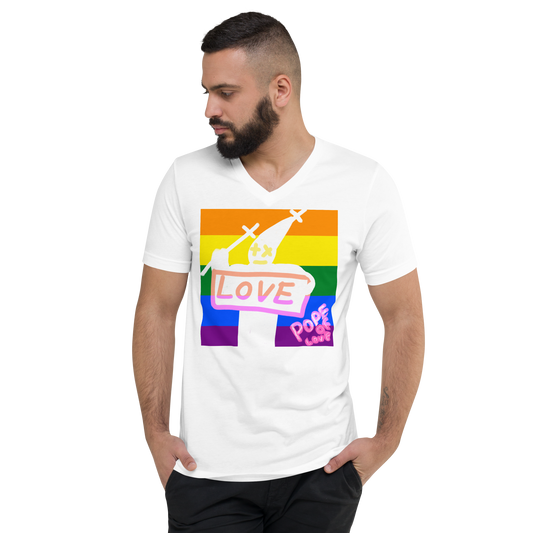 Pride, Pope Of Love, Unisex Short Sleeve V-Neck T-Shirt
